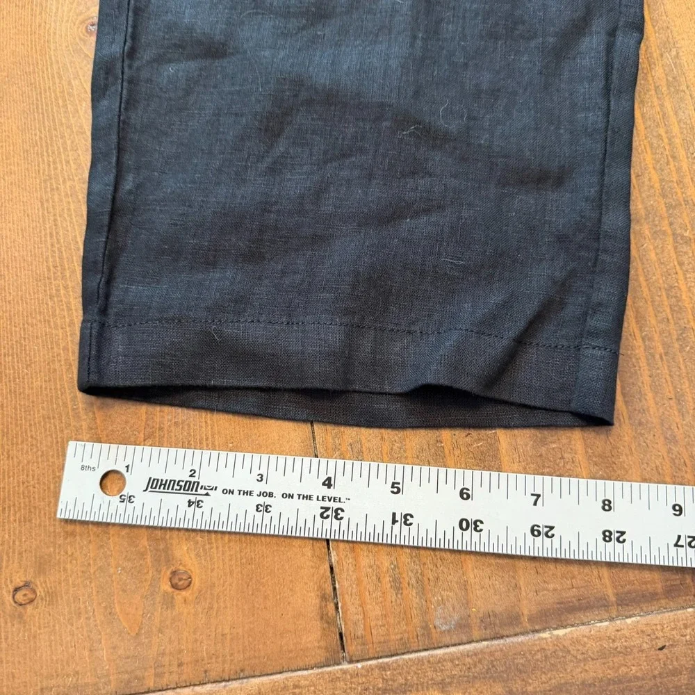 Quince 100% European Linen Wide Leg Pants Breathable Resortwear Black Med EUC